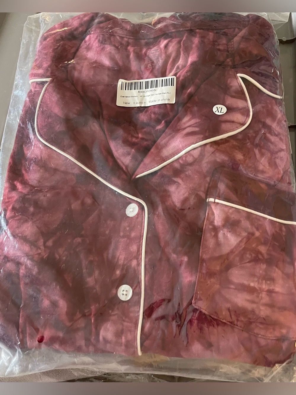 Modal Tie-Dye Pajama Set in Burgundy, XL, NWT - Picture 8 of 9